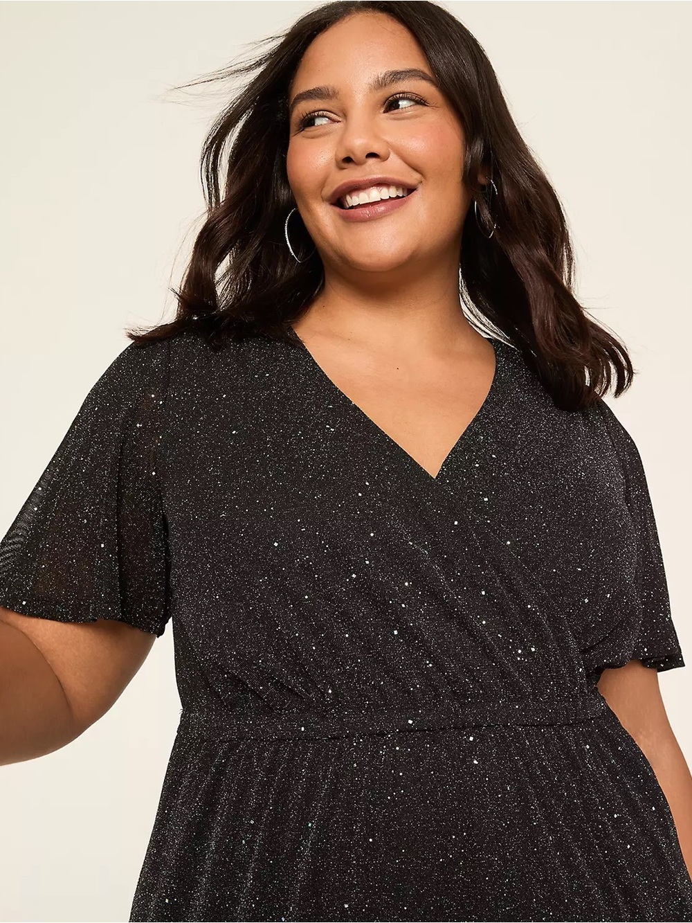 NWT Lane Bryant Black Sequin Wrap-Style Dress 18/20